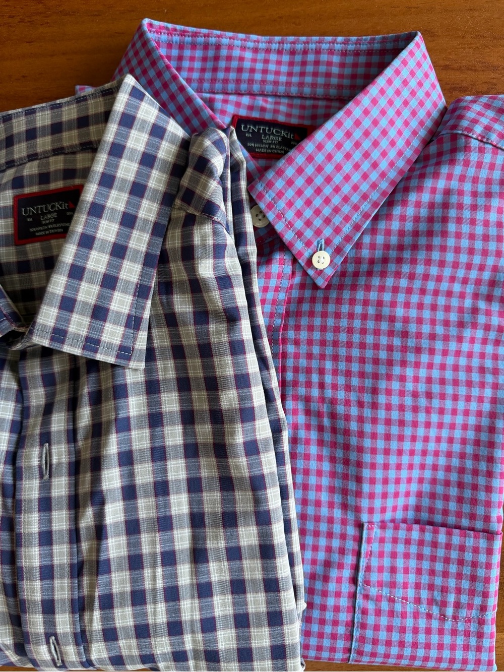 🔹UNTUCKit Performance Stretch Shirts - Size L Slim Fit LOT of 2 Like New